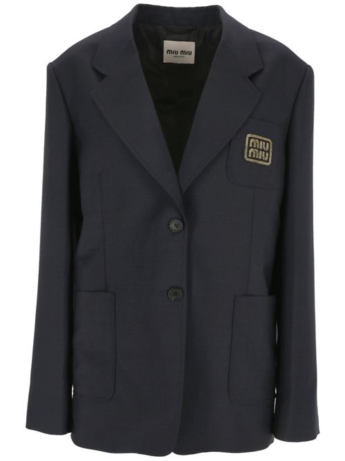 Navy blue virgin wool-mohair jacket Miu Miu | MH1927S-AM112I1F0R84